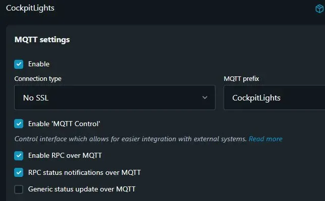 Shelly MQTT Config