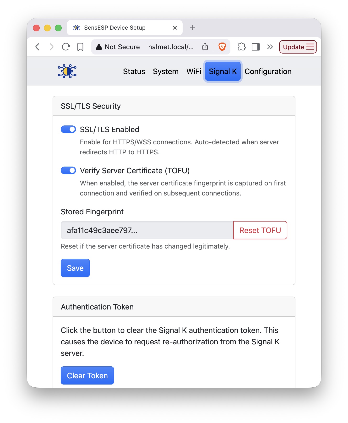 Signal K configuration