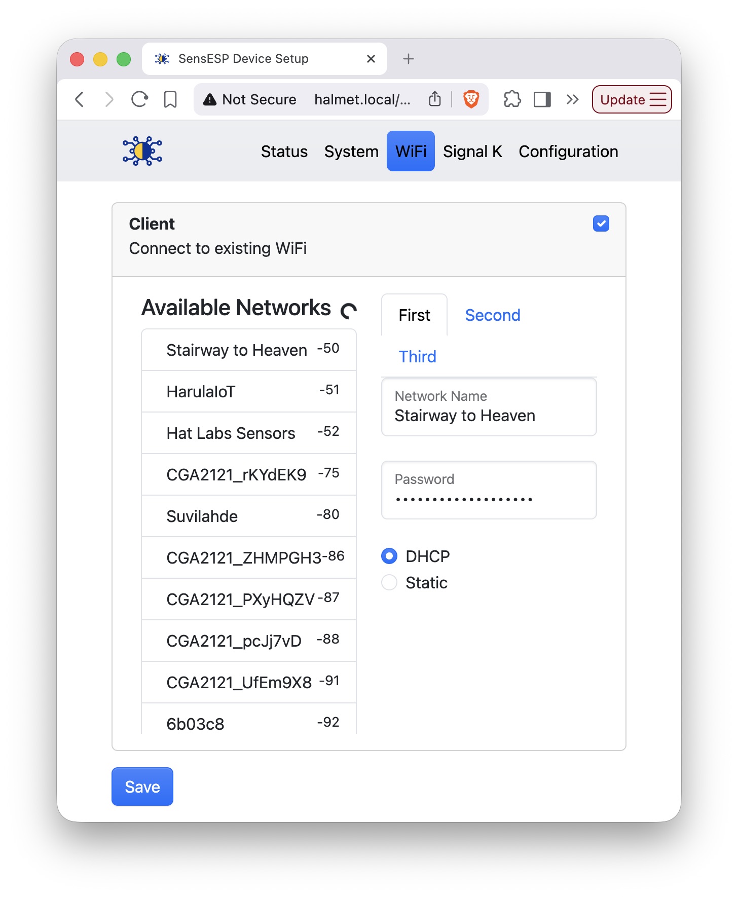 WiFi client configuration